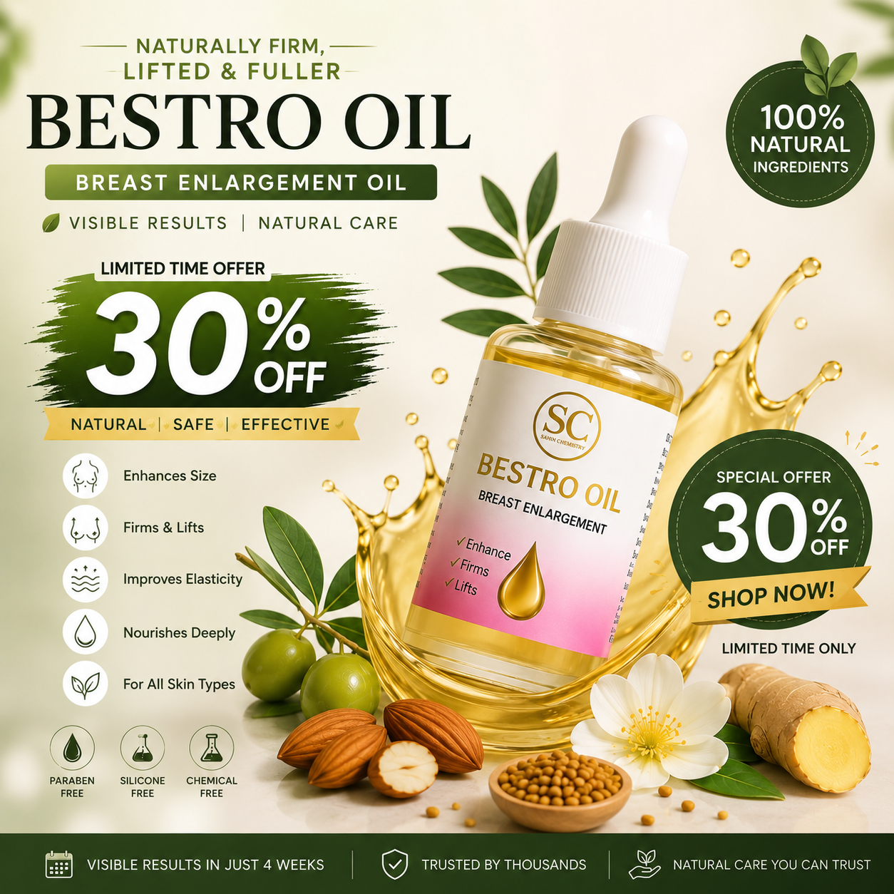 BESTRO BREAST SERUM (100% NATURAL RESULTS )