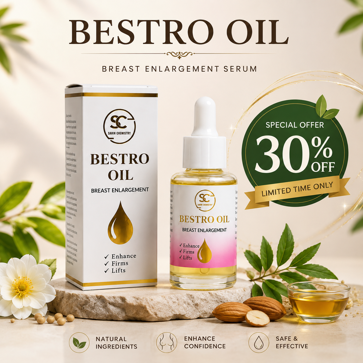 BESTRO BREAST SERUM (100% NATURAL RESULTS )